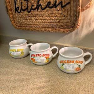 3 Vintage Soup Mugs / Bowls
